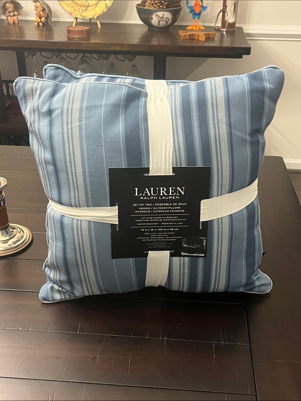 Ralph Lauren Indoor Outdoor water resistant Throw Pillow X 2 size 18”x18” new